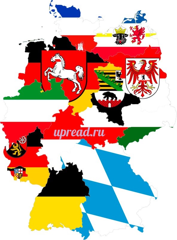 карта земель Германии с гербами