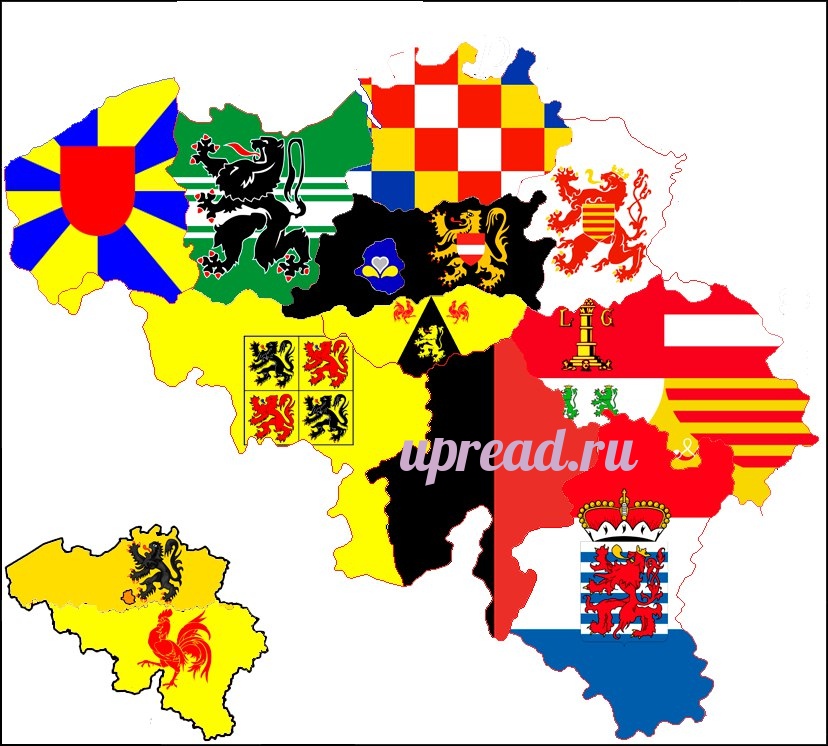 карта провинций Бельгии с гербами