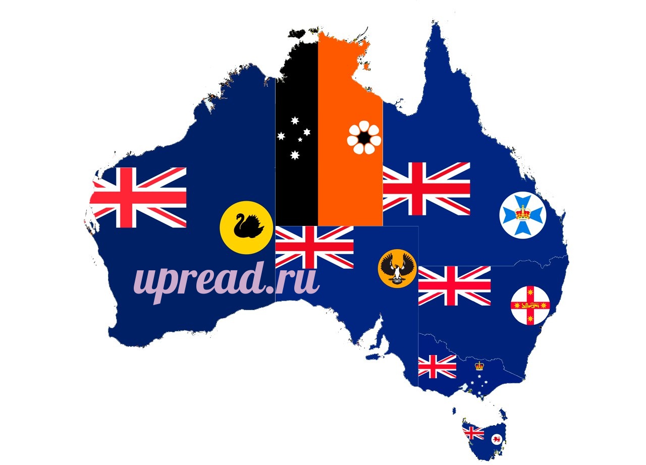 карта штатов Австралии с гербами